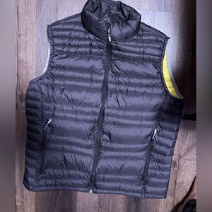 Black Puffer Vest with Yellow Lining